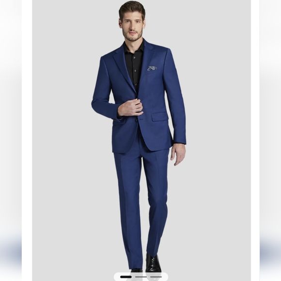 Slim Fit 3pc navy suit. 46R jacket, XL vest, 38x34 pant